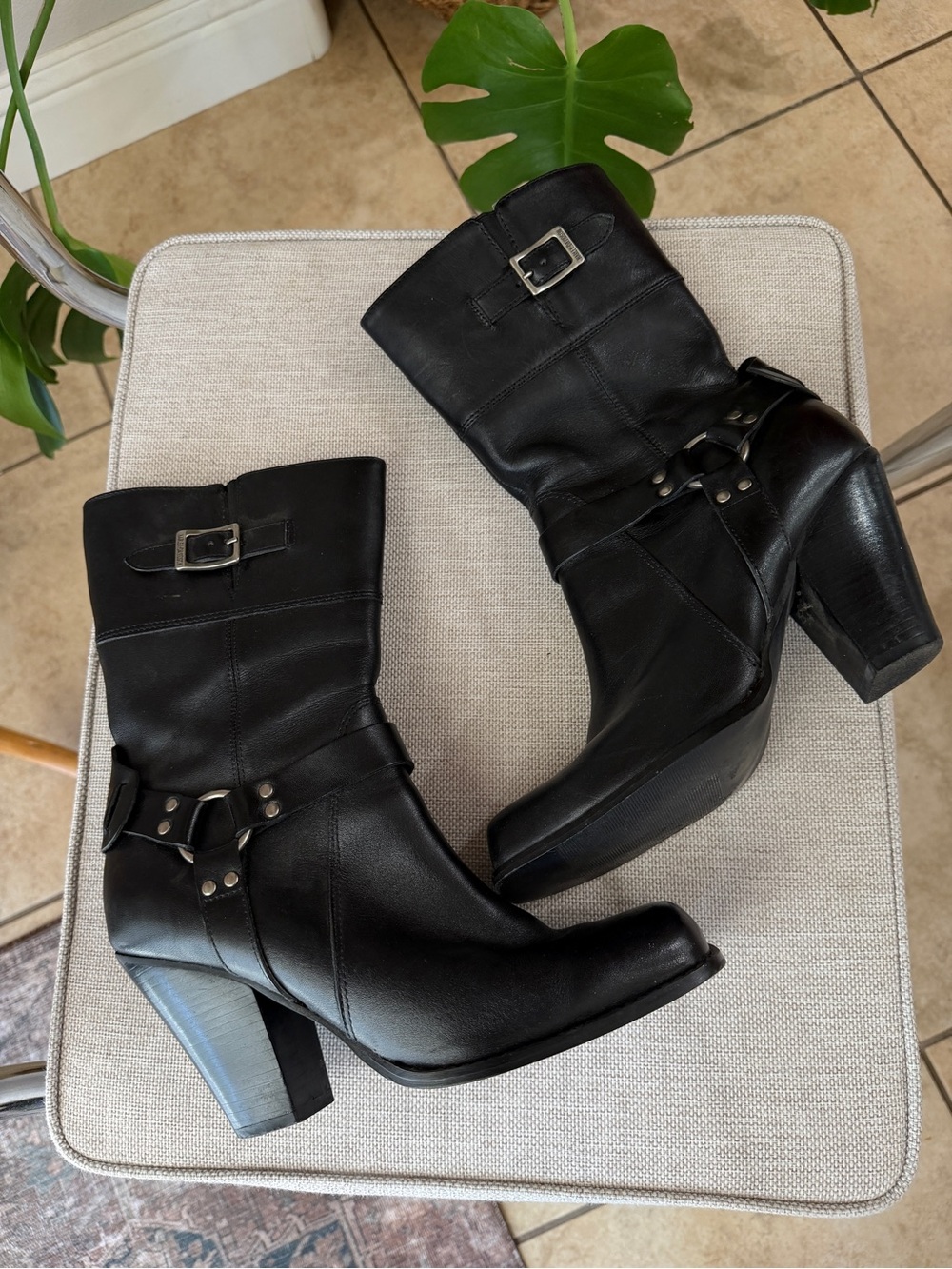 Harley-Davidson Black Leather Harness Moto Boots Women’s Size 9